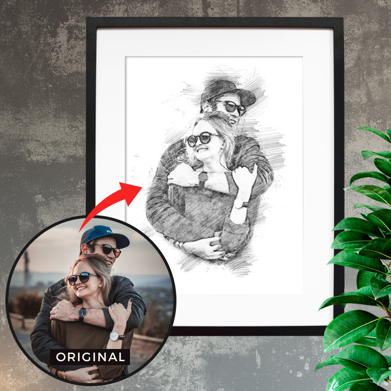Valentinstag Geschenk für Paare, Männer, Frauen uvm. - Ihr Bild als personalisiertes Poster im Bleistift Look