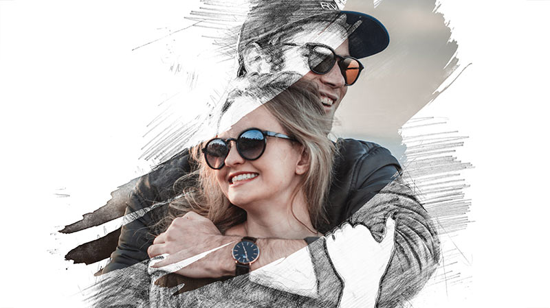 Valentinstag Geschenk für Paare, Männer, Frauen uvm. - Ihr Bild als personalisiertes Poster im Bleistift Look